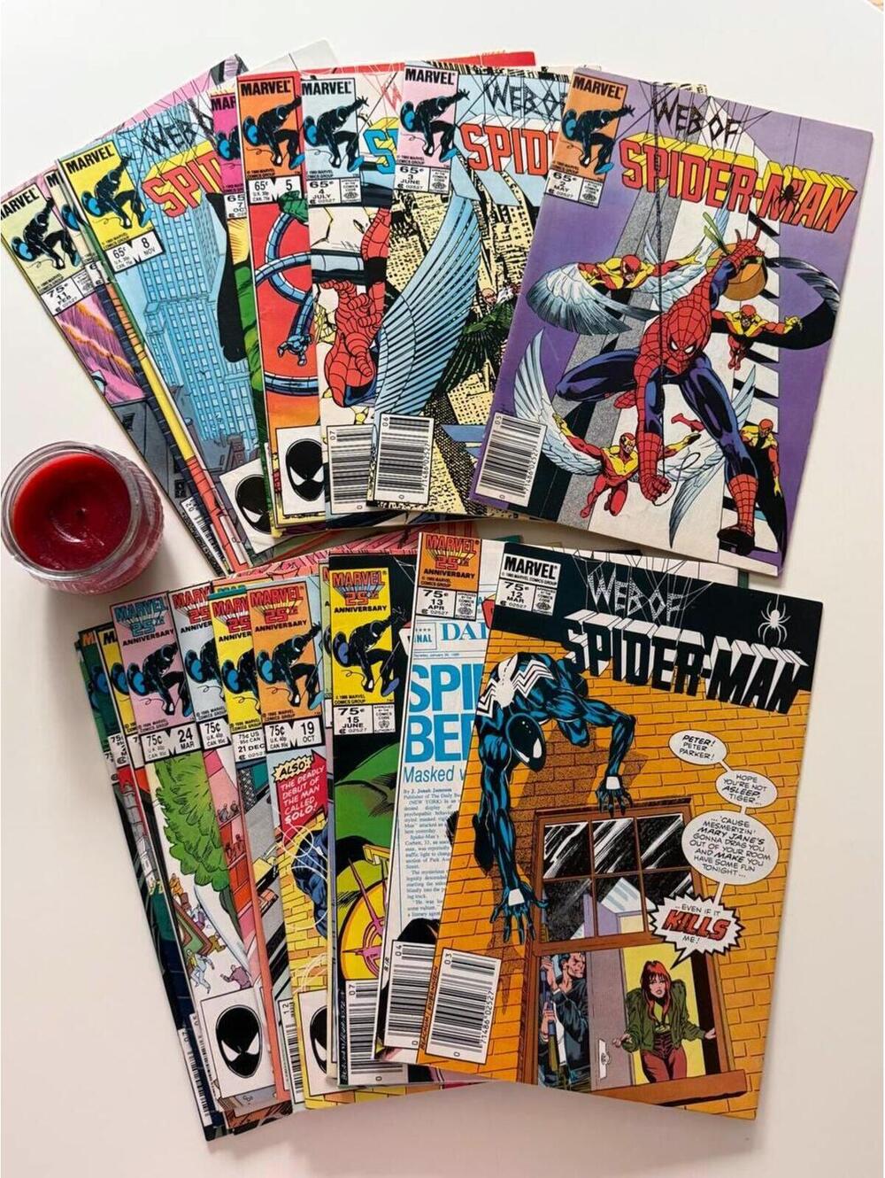 Web of Spider-Man Comic Lot #2–5, #7–17, #19, #21–28 (1985- 1987) Black Suit